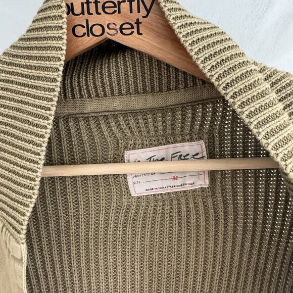 Free People Surplus Cardigan Sweater Medium Green TS - Picture 4 of 6